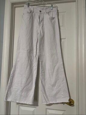 Dear John Wide-Leg White Cotton Jeans Raw-Edge Size 29